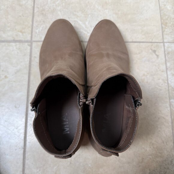 MIA Kendis Faux Leather Side Zip Low Heeled Ankle Bootie, Size 9M, Taupe - Picture 13 of 15